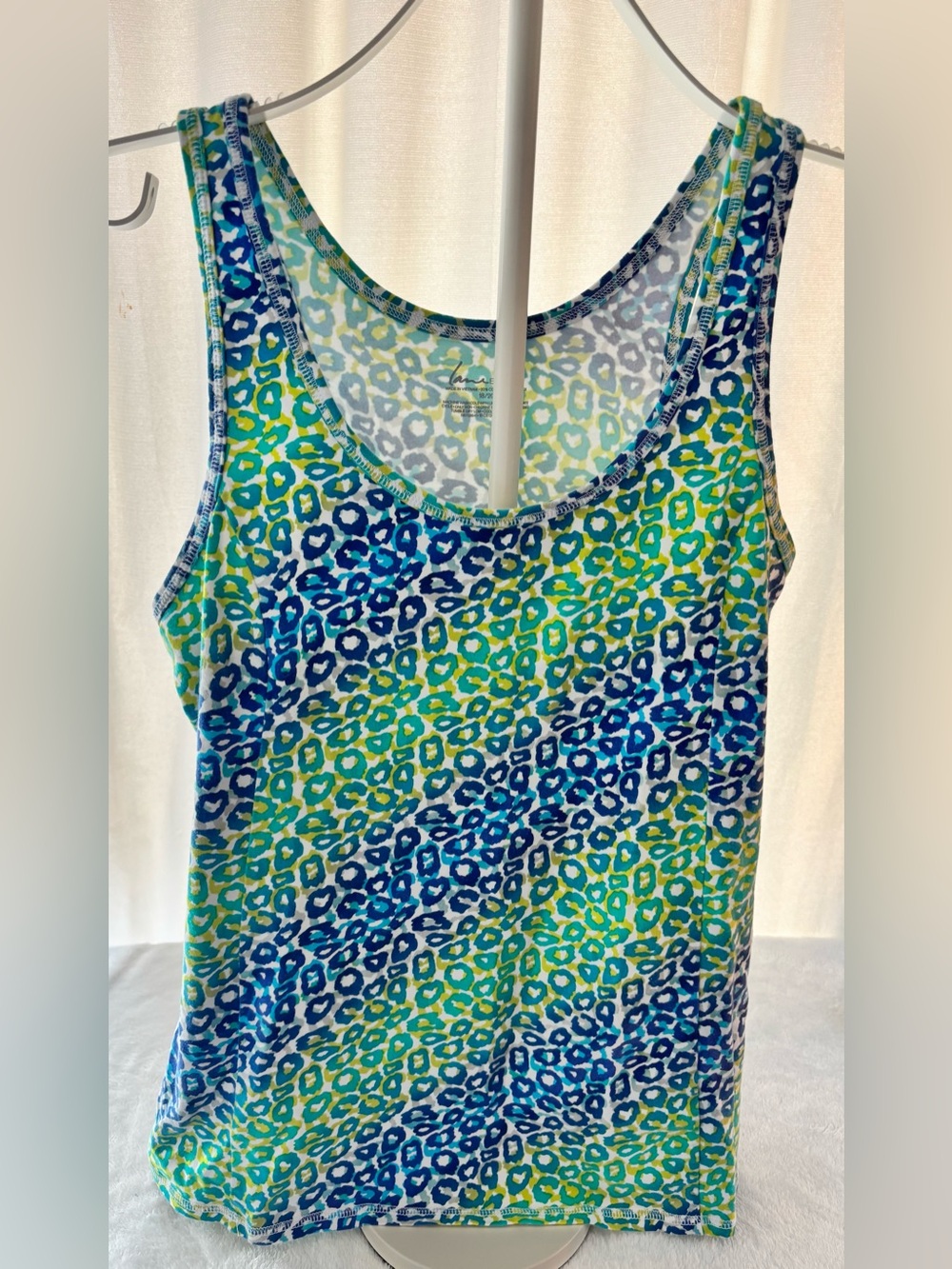 Lane Bryant Blue and Green Leopard Print Tank Top